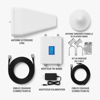 Amplificateur Signal Mobile Tri-Band 2G/3G/4G – Kit Complet Antennes + Câbles