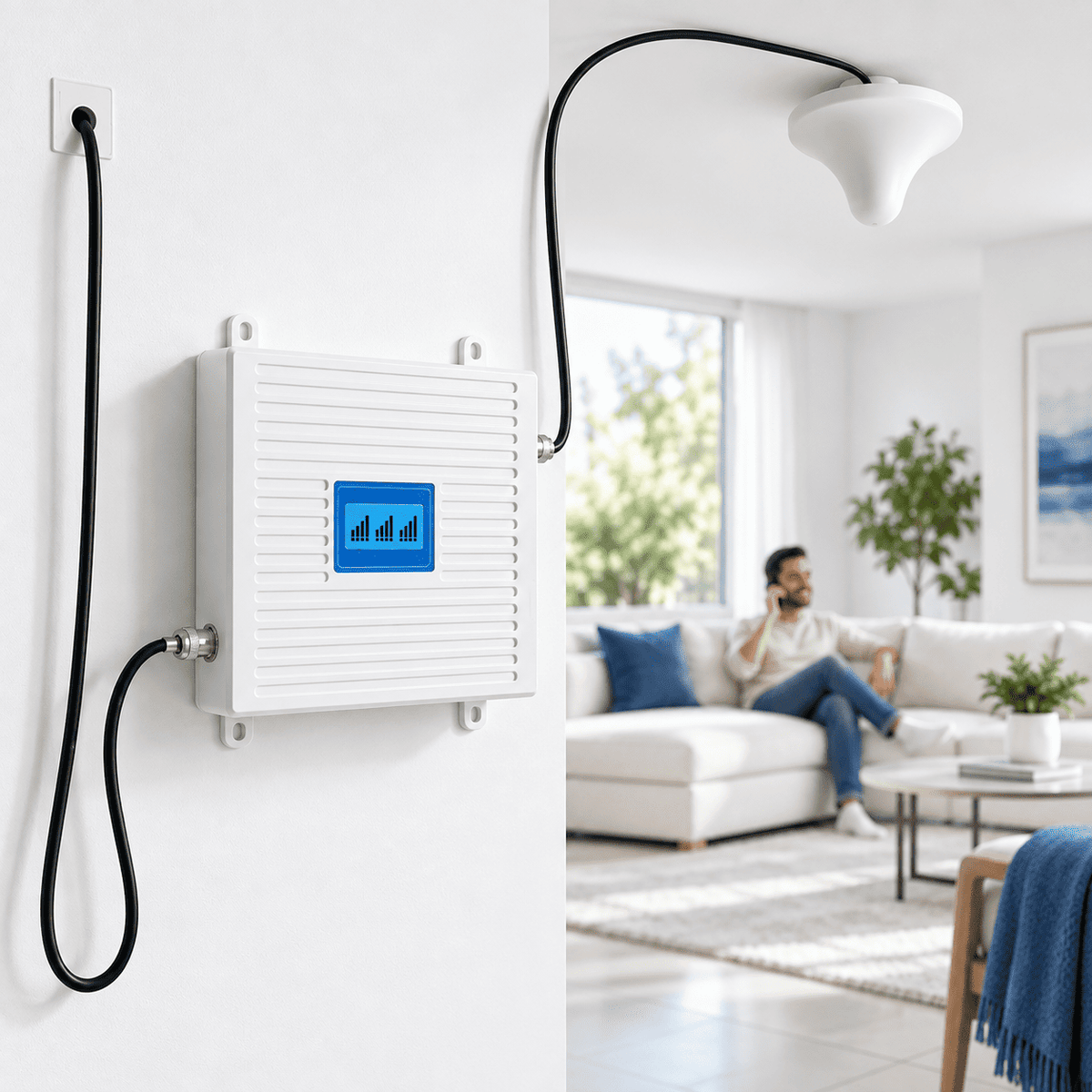 Amplificateur Signal Mobile Tri-Band 4G/5G – Kit Complet Antennes + Câbles