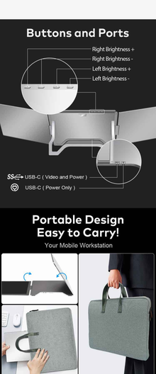 Écran triple portable S688 Pro, double extension 14″ IPS